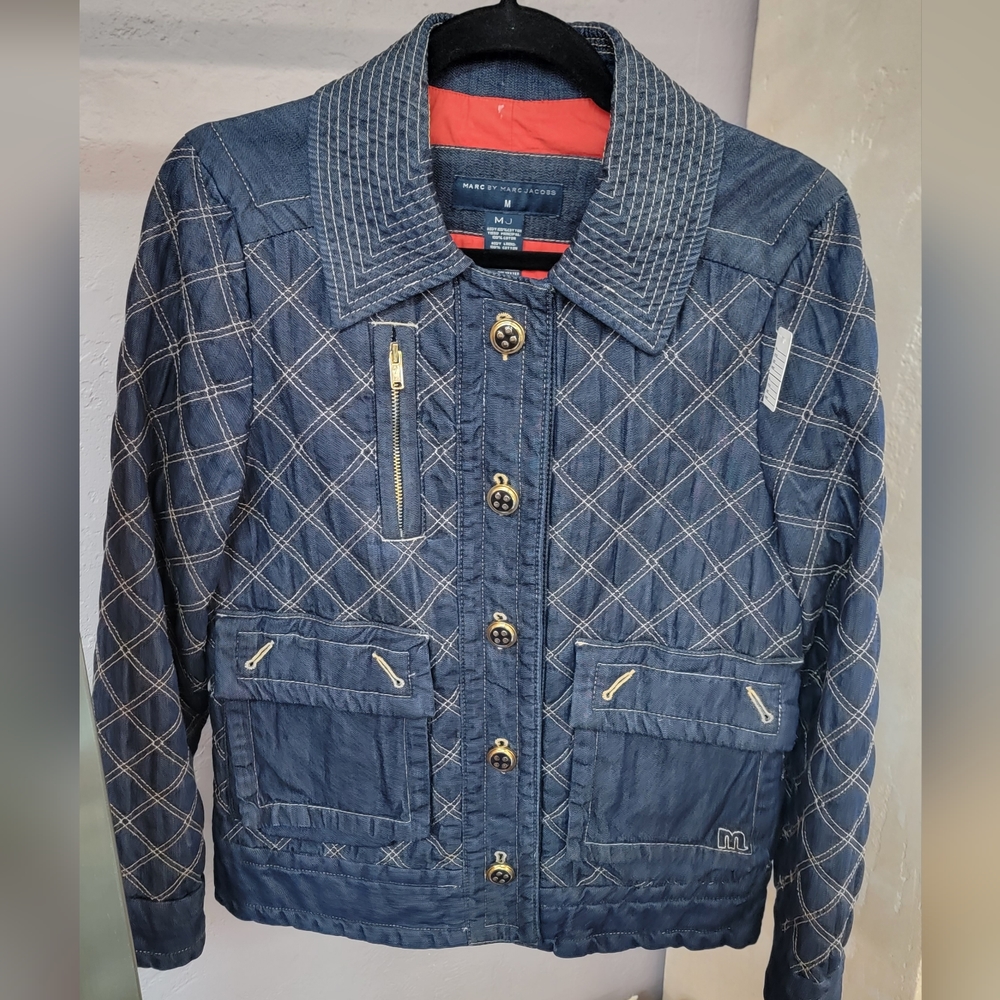 Dark Blue Quilted Denim Jacket by Marc by Marc Jacobs Women